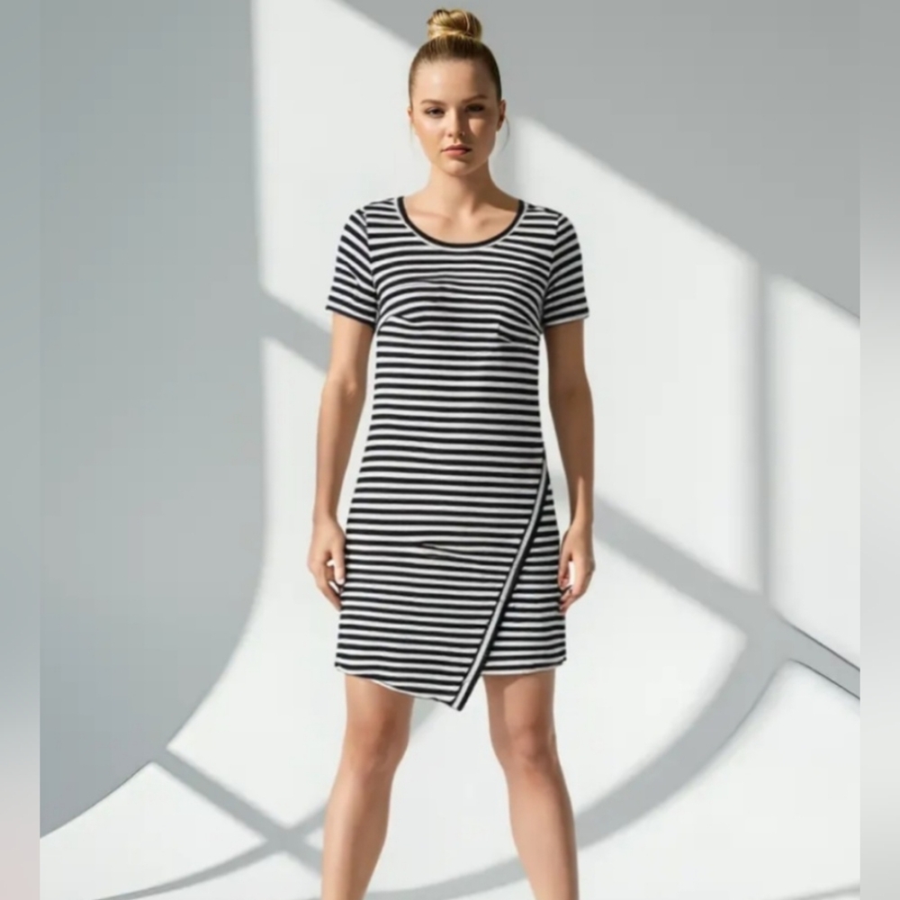 Calvin Klein Black and White Striped Dress
